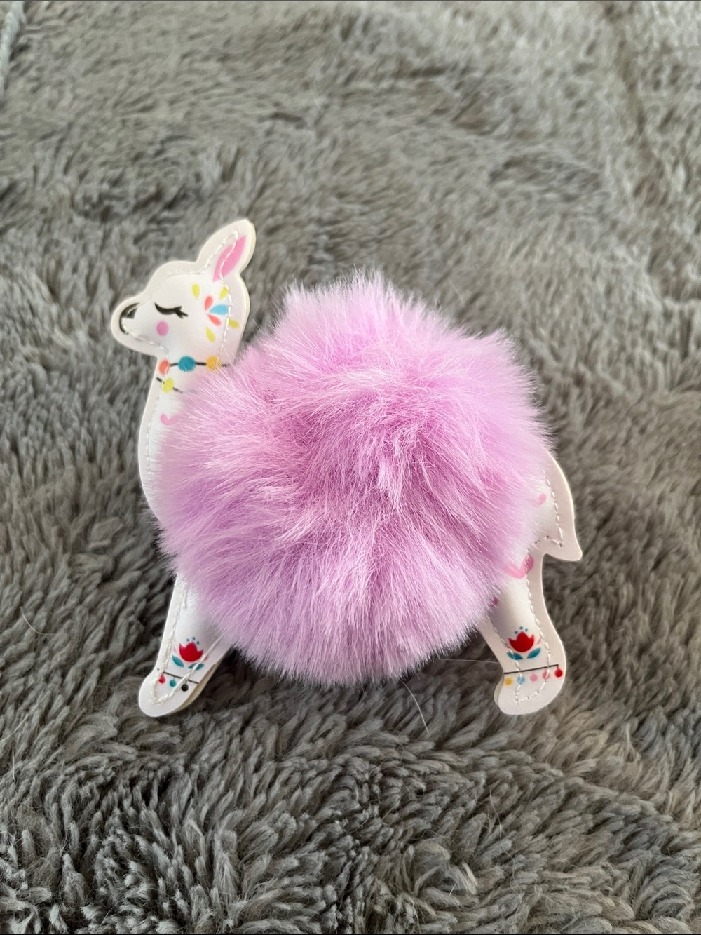 Faux Fur Llama Decorative Accent - Plush Pom Figurine
